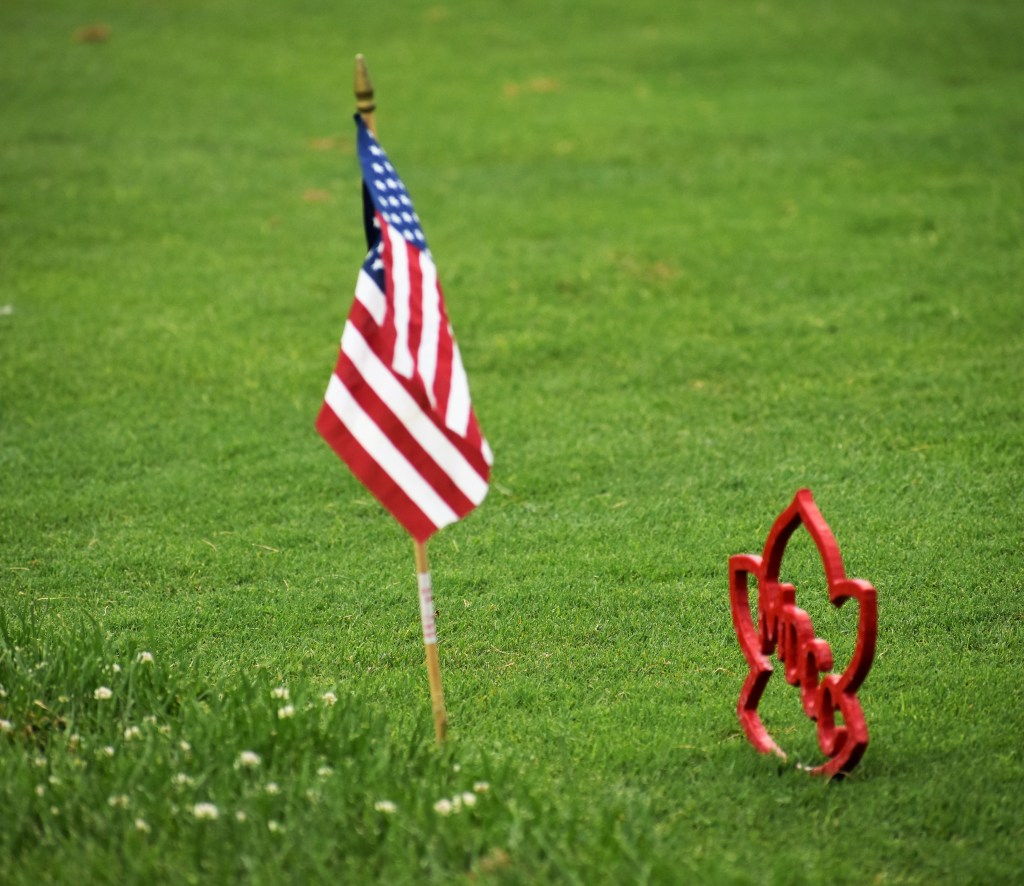 American flag on golf course